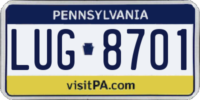 PA license plate LUG8701