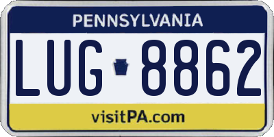 PA license plate LUG8862