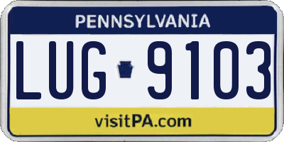PA license plate LUG9103