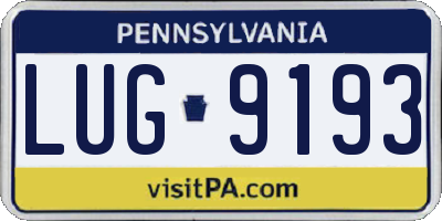 PA license plate LUG9193