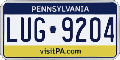 PA license plate LUG9204
