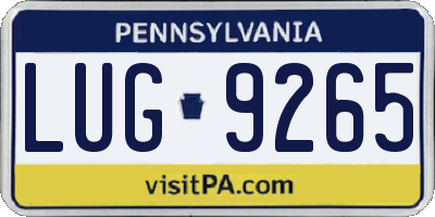 PA license plate LUG9265