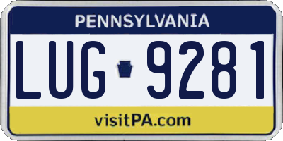 PA license plate LUG9281
