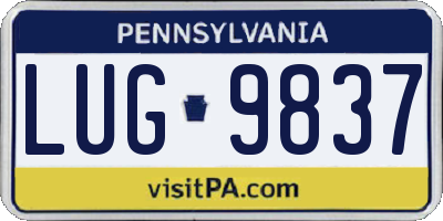 PA license plate LUG9837