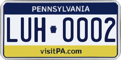 PA license plate LUH0002