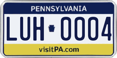 PA license plate LUH0004