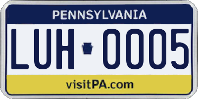 PA license plate LUH0005