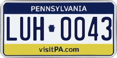 PA license plate LUH0043
