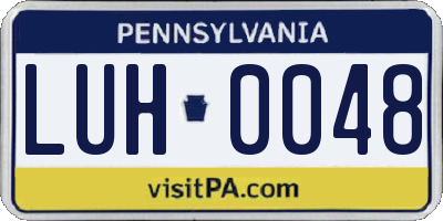 PA license plate LUH0048