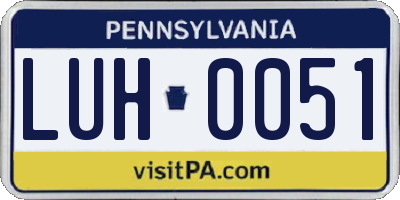 PA license plate LUH0051