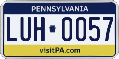 PA license plate LUH0057