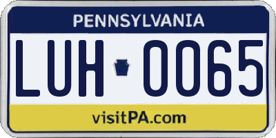 PA license plate LUH0065
