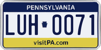PA license plate LUH0071