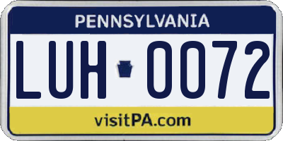 PA license plate LUH0072