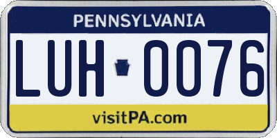 PA license plate LUH0076