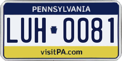 PA license plate LUH0081