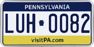 PA license plate LUH0082