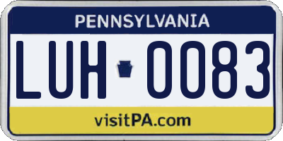 PA license plate LUH0083