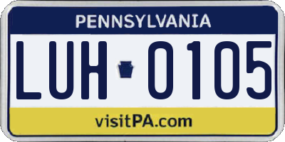 PA license plate LUH0105