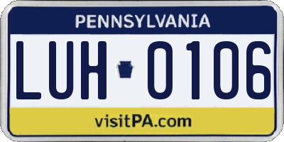 PA license plate LUH0106