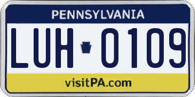 PA license plate LUH0109