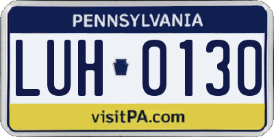 PA license plate LUH0130