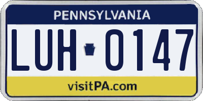 PA license plate LUH0147