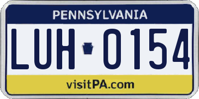 PA license plate LUH0154
