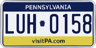 PA license plate LUH0158
