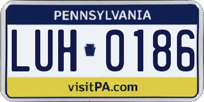 PA license plate LUH0186