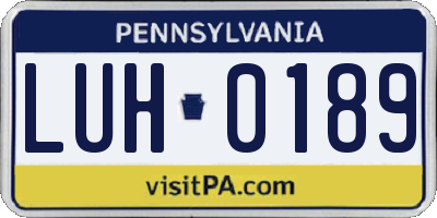 PA license plate LUH0189