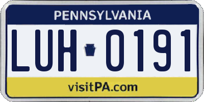 PA license plate LUH0191