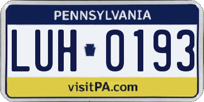 PA license plate LUH0193
