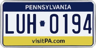 PA license plate LUH0194