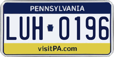 PA license plate LUH0196