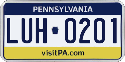 PA license plate LUH0201