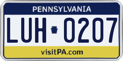 PA license plate LUH0207