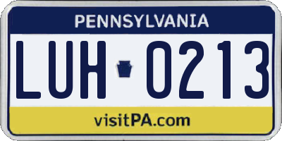 PA license plate LUH0213
