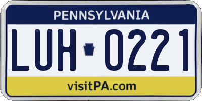 PA license plate LUH0221