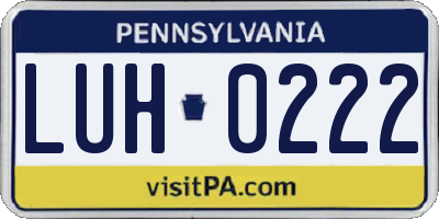 PA license plate LUH0222