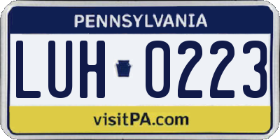 PA license plate LUH0223