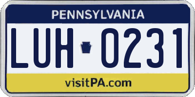PA license plate LUH0231