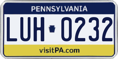 PA license plate LUH0232