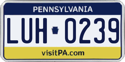 PA license plate LUH0239