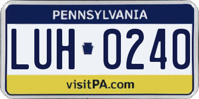 PA license plate LUH0240