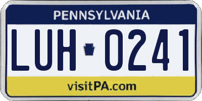 PA license plate LUH0241