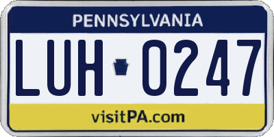 PA license plate LUH0247