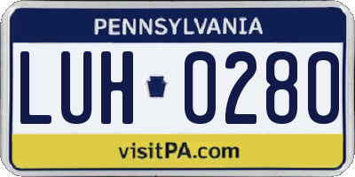 PA license plate LUH0280