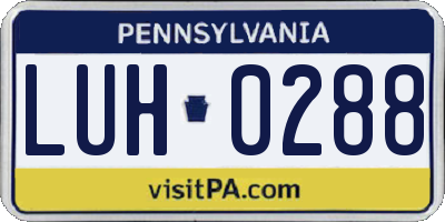 PA license plate LUH0288