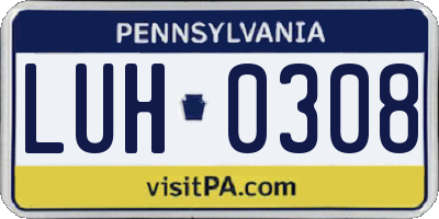PA license plate LUH0308
